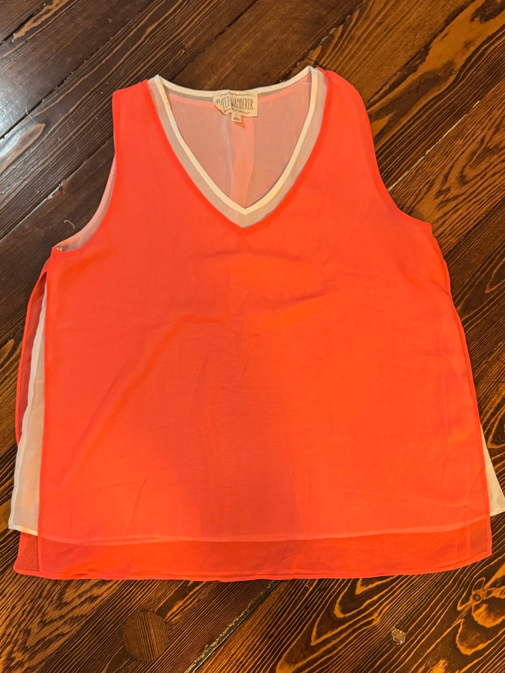 Sweet Wanderer Bright Orange V-Neck Layered Tank